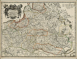 Nicholas Sanson создал эту, в то время дефицитную карту современной Польши, Литвы, Белоруссии и Украины и др.